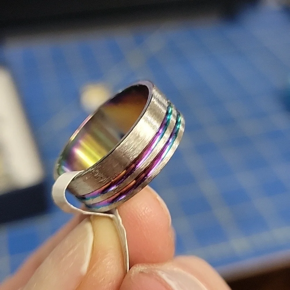 Rainbow Stainless Steel Ring Size 8